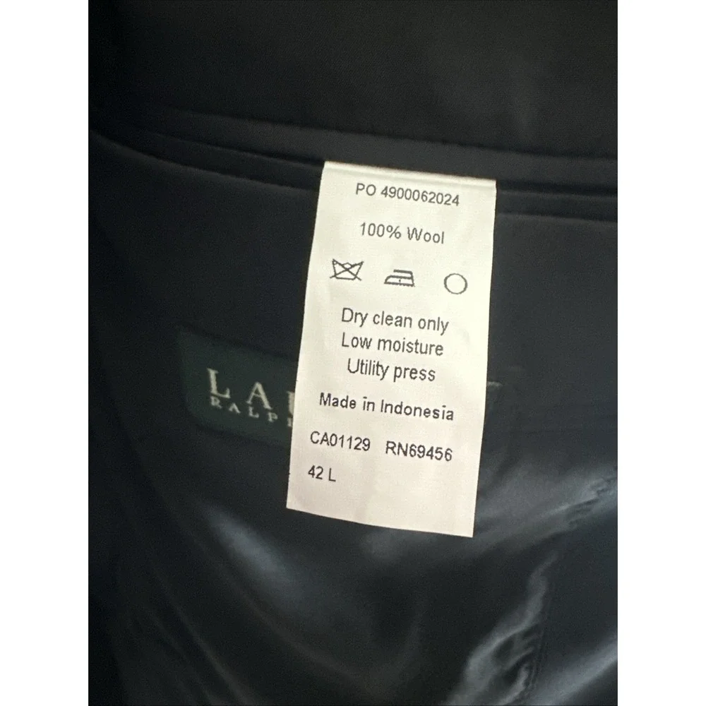 Lauren Ralph Lauren Men's Black Blazer 42L 100% Wool Classic‎ Waterbury Buttons